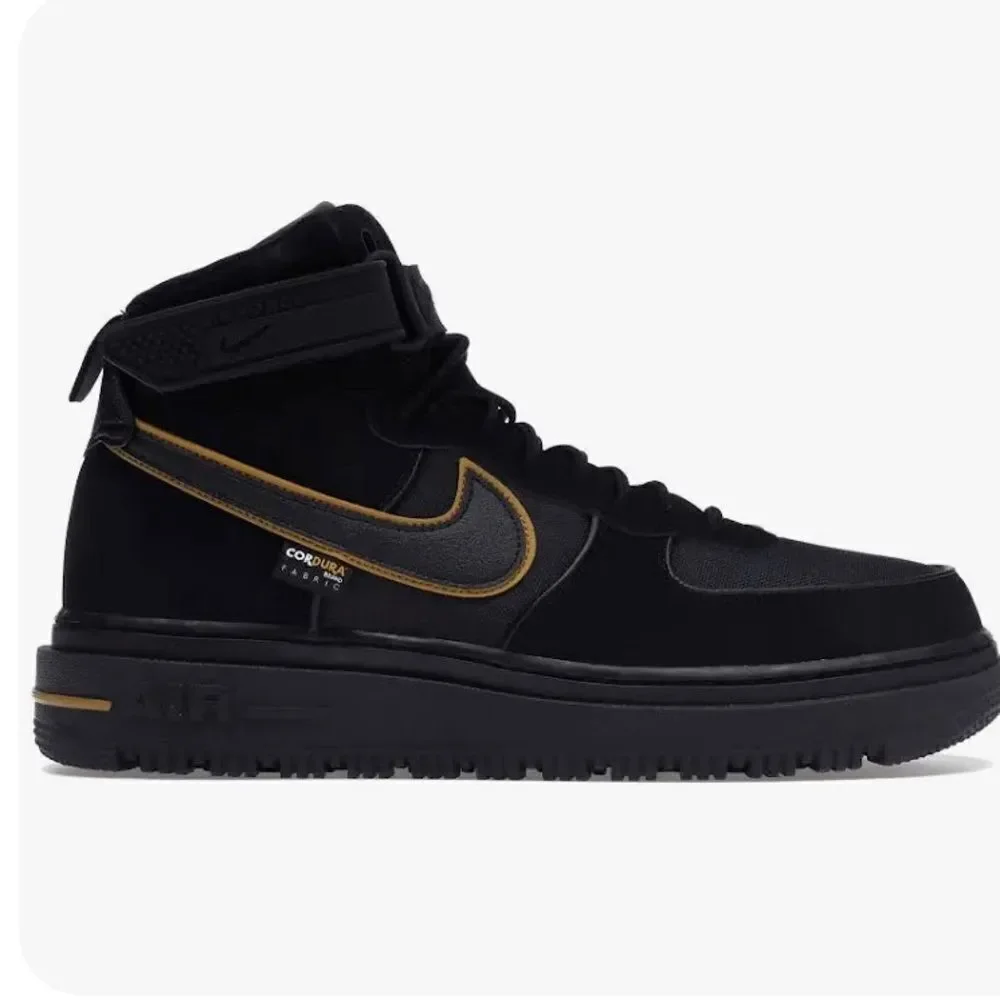 Nike Air Force I Boot Cordura Black Gold Men’s size 6.5.